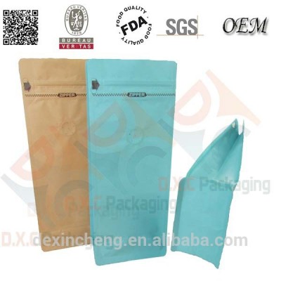 Coffee Box Pouch Zipper Food Packaging With Kraft Paper Bag Lined Coffee Valve