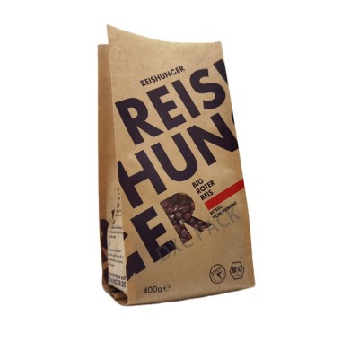 Custom Rice side gusset kraft food packaging pouch with window